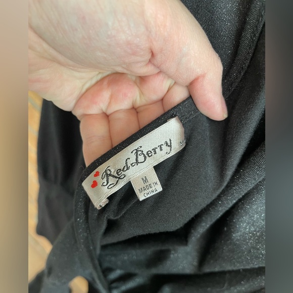 Black sparkly long top, open back, dress like top, size Medium - Picture 3 of 3